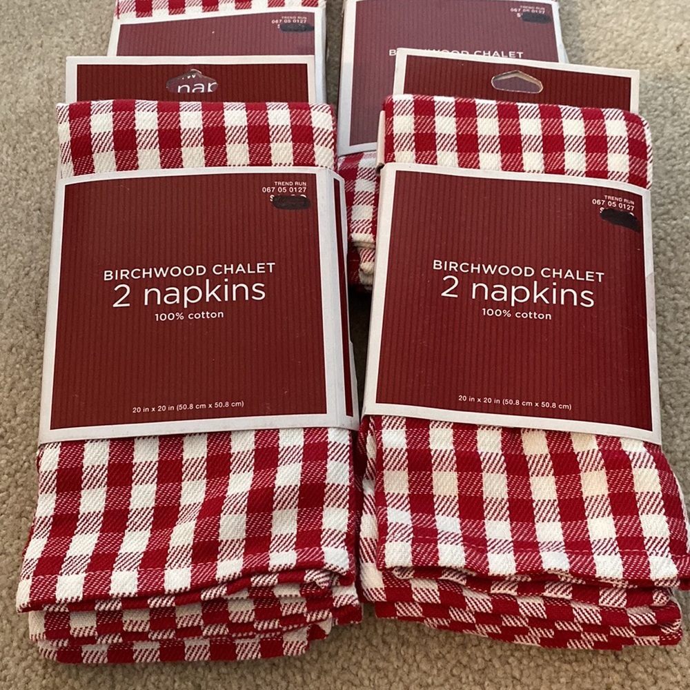 Set of 8 💯% Cotton Gingham Napkins
